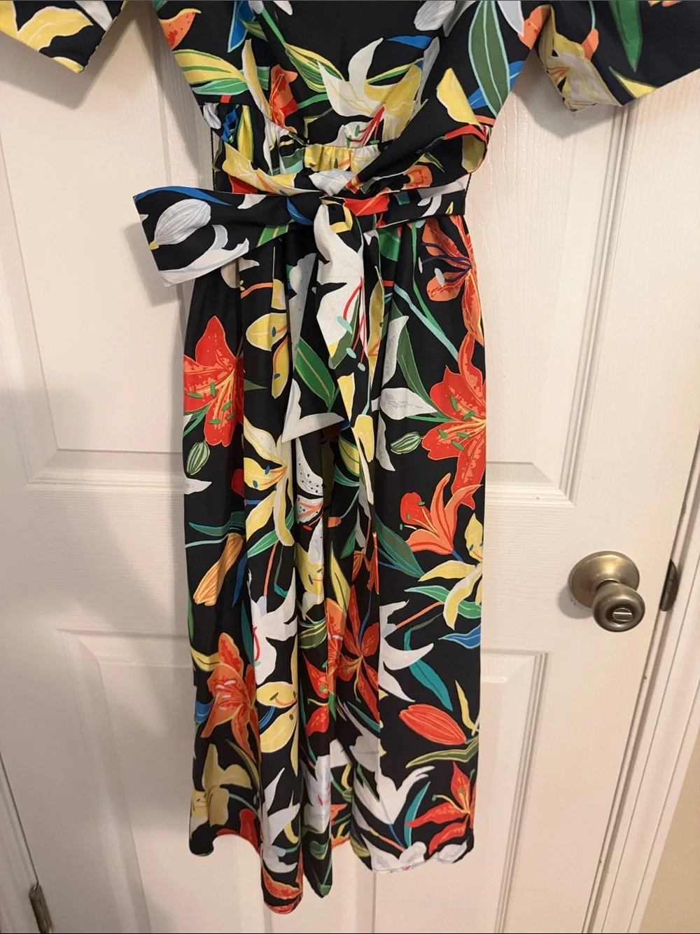 kate spade Black knee length Dress with Multicolor Floral Print